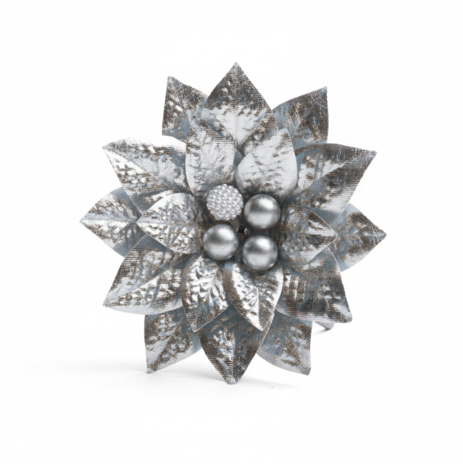 Adorno Flor Plateada 10 cm Alparamis A24-4025G