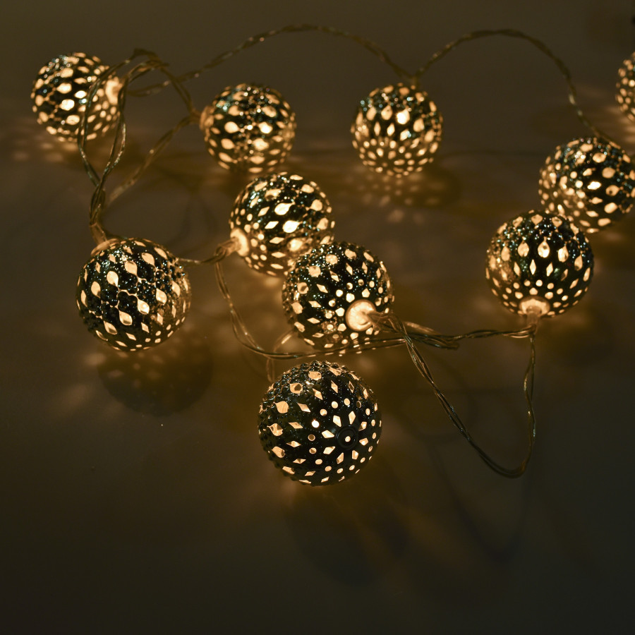 Guirnalda de 10 Bolas LED 4 cm Plateadas Alparamis