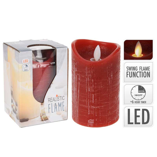 Vela LED a Batería Roja 7.5 x 12.5 cm Alparamis