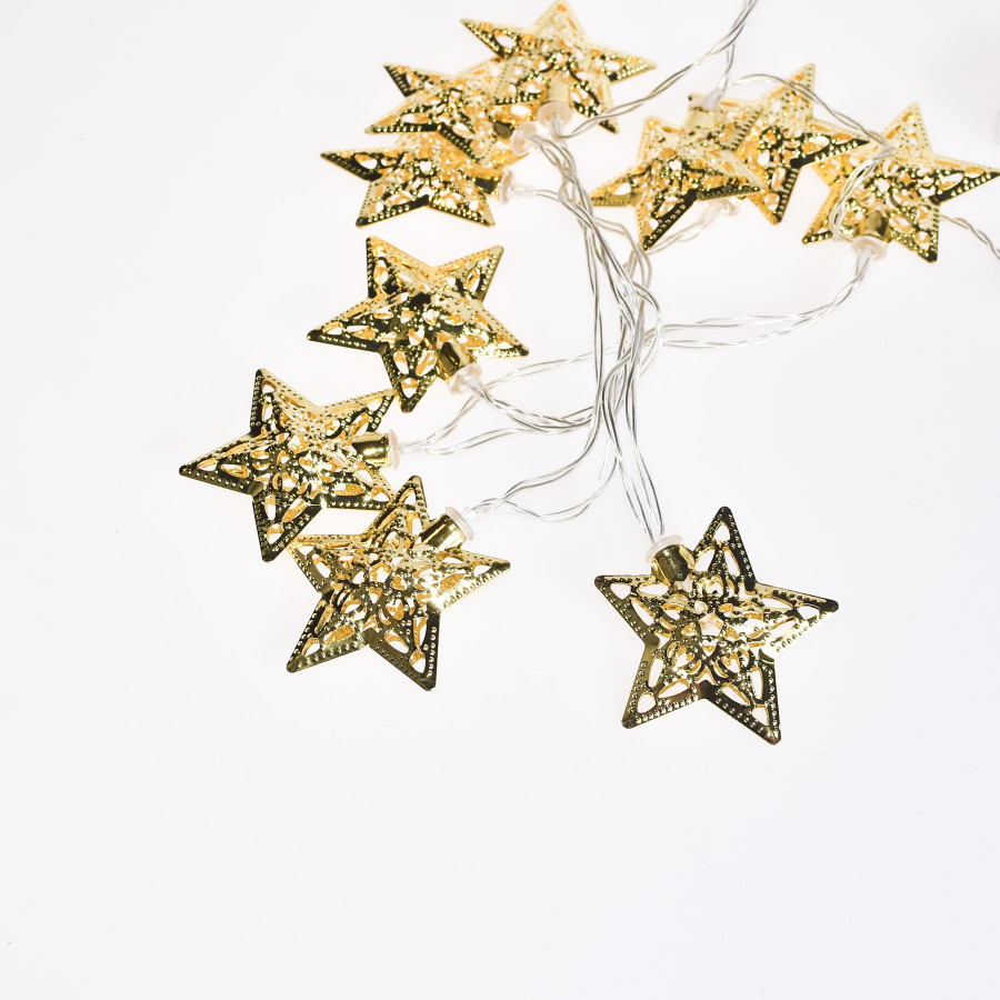 Guirnalda de 10 Estrellas LED 4 cm Doradas Alparamis