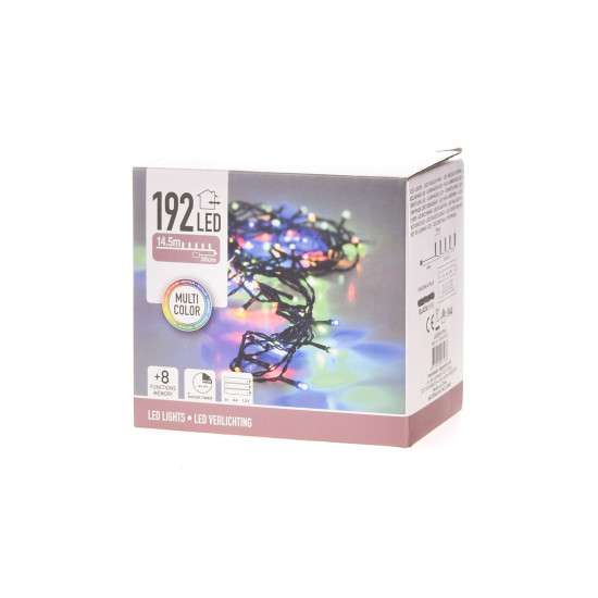 192 Luces LED a Pila Multicolor con Cable Negro Alparamis