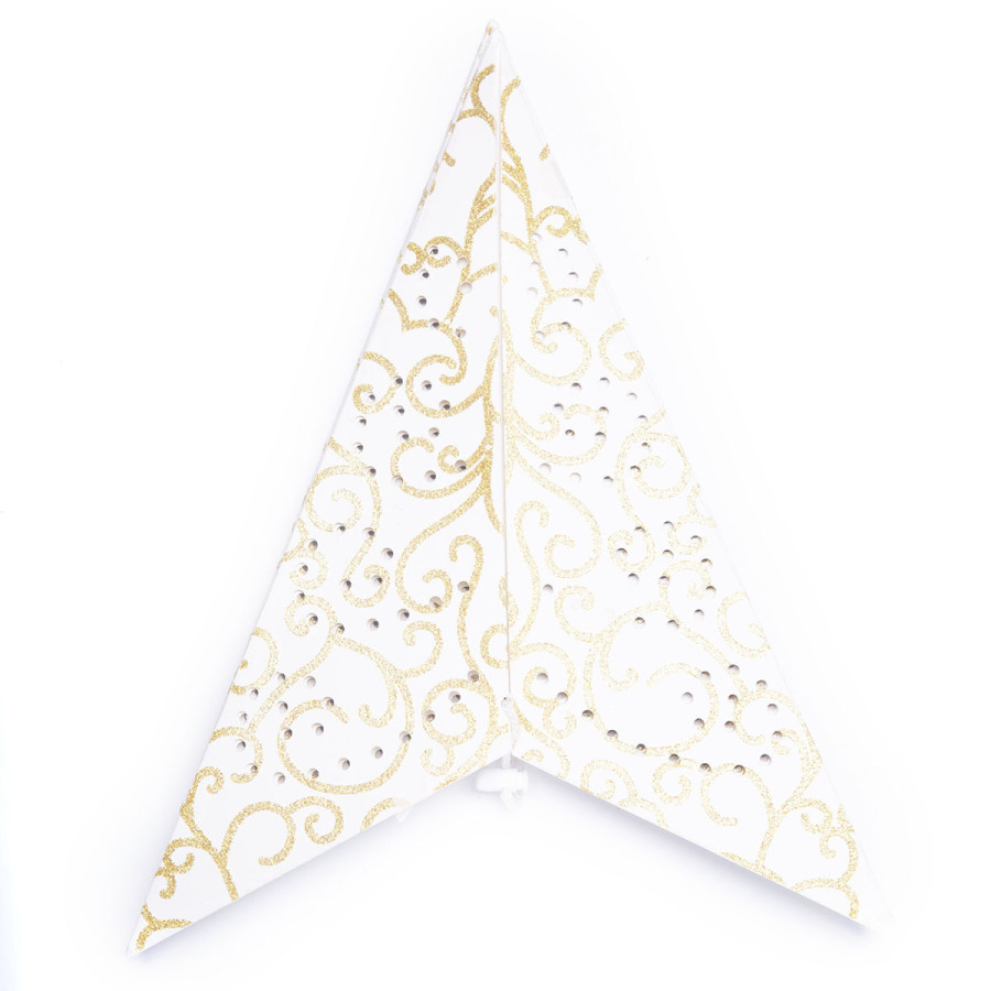 Estrella de Papel blanca y dorada con LED 60 cm Alparamis