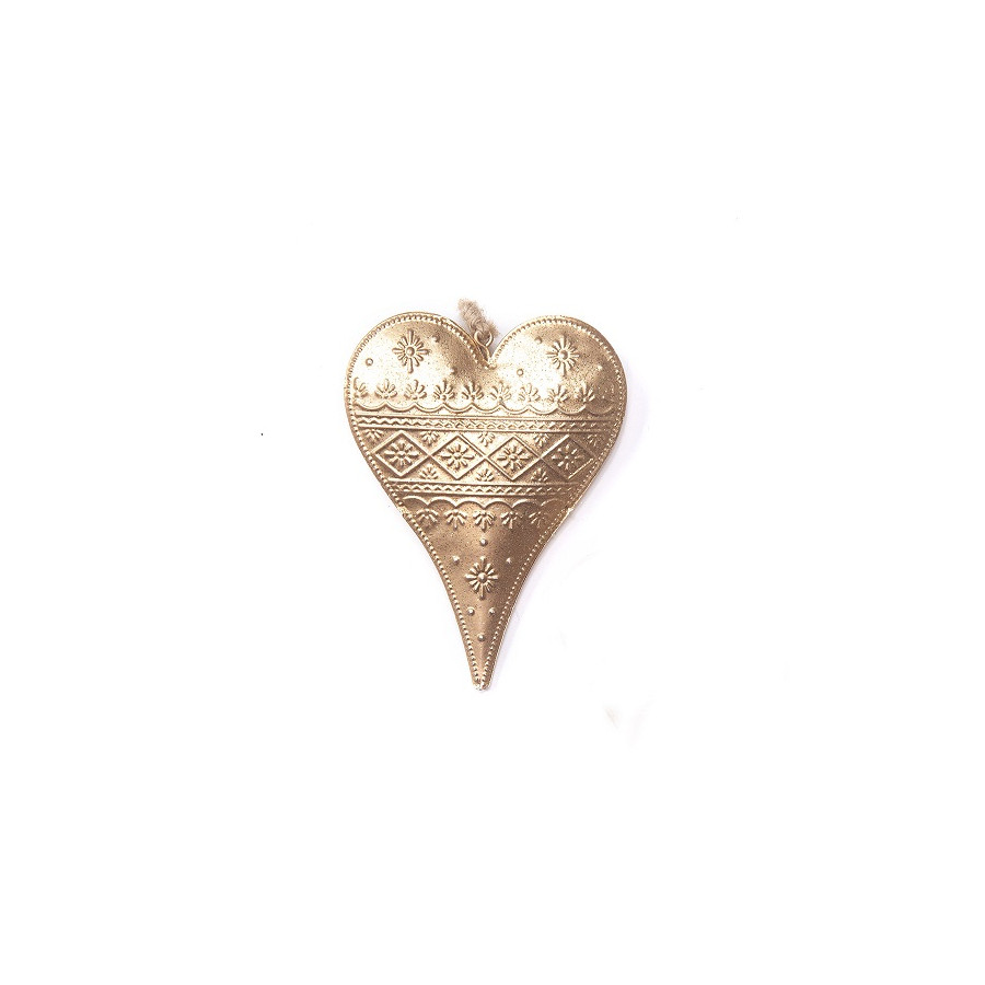 Adorno de Corazón Dorado de Metal 11 cm Alparamis