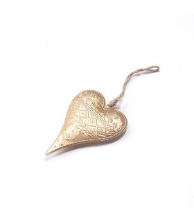 Adorno de Corazón Dorado de Metal 11 cm Alparamis