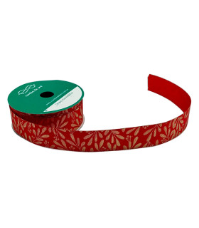 Cinta Pastoral Roja y Dorada 2.30 cm x 10 metros