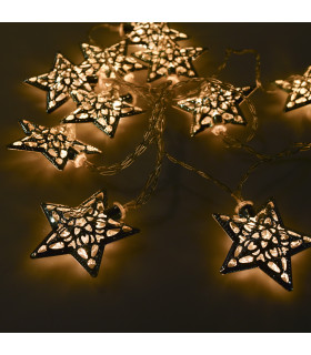 Guirnalda de 10 Estrellas LED 4 cm Plateadas Alparamis