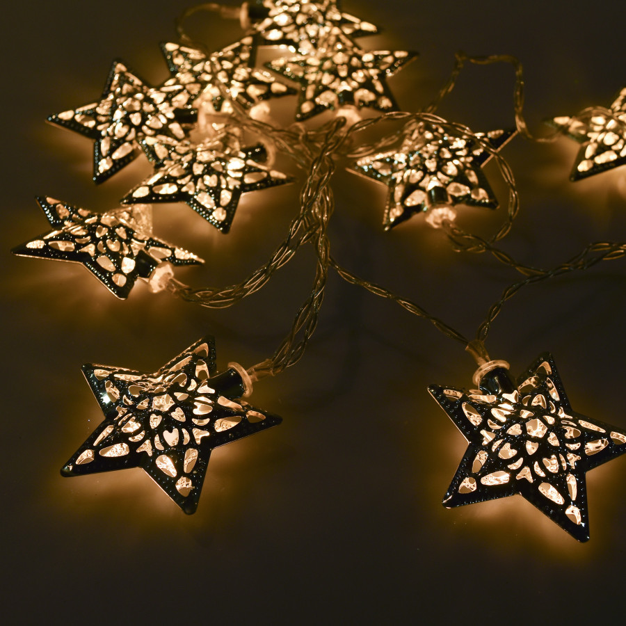 Guirnalda de 10 Estrellas LED 4 cm Plateadas Alparamis