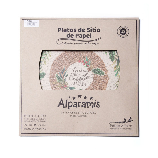 Platos de Sitio de Papel Merry Everything and Happy Always x 20 Alparamis