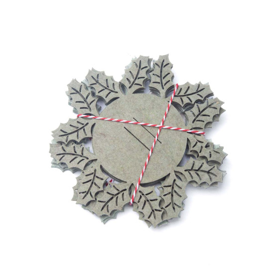 Posavasos Muérdago de Tela Fieltro 15 cm Alparamis x 4