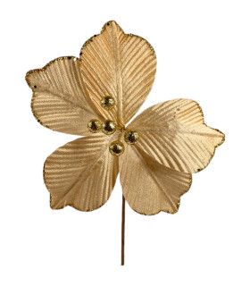 Adorno de Poinsettia Dorada 20 cm Alparamis