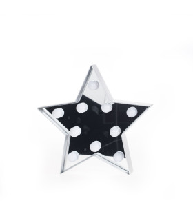 Espejo estrella plateada con luz LED Alparamis