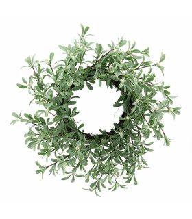 Corona Navideña de Hojas Verdes con Perlas 51 cm Alparamis