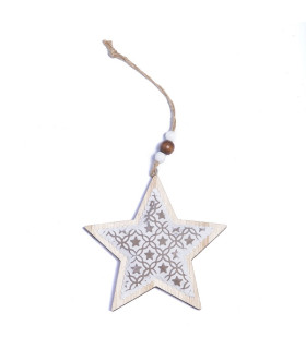 Adorno de Navidad de Madera y Metal 11 cm Pino Estrella o Corazón