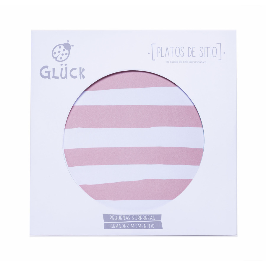 Plato de Sitio Rayas Rosas 34 cm x 10