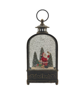 Farol Papá Noel en Bosque 11 x 26 cm con LED Alparamis