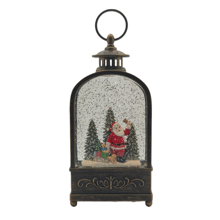 Farol Papá Noel en Bosque 11 x 26 cm con LED Alparamis