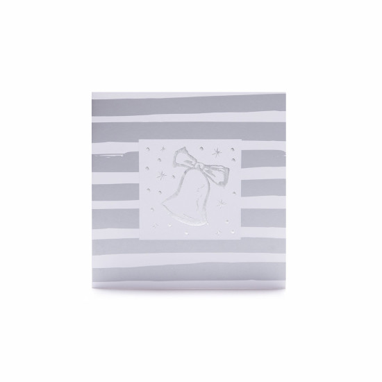 Tarjeta Navideña Stamping Rayas Plateadas