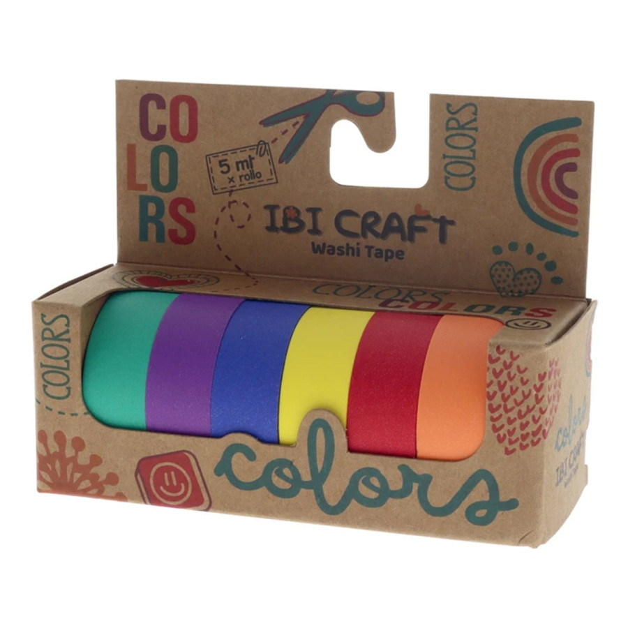 Washi Tape Box 6 Rollos de 5 m Rainbow Ibicraft