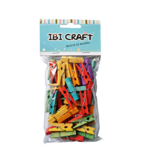 Broches de Madera de Colores de 35 mm x 50 unidades Ibicraft