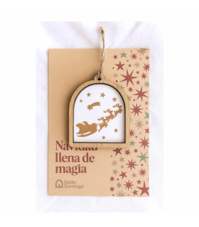 Adorno para Colgar de Madera Trineo de Santa 10 cm