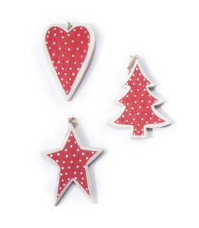 Adorno de Navidad de Madera Rojo 12 cm Pino Estrella o Madera