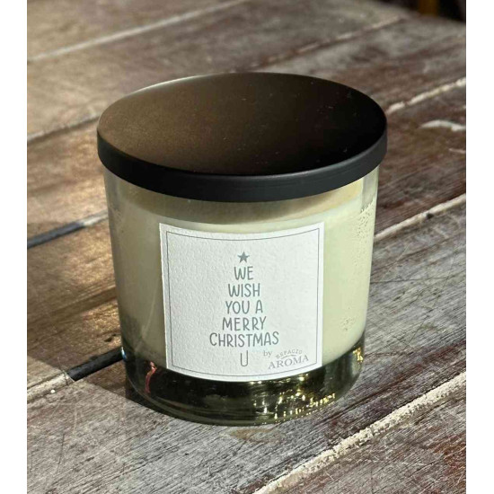 Vela Aromática Navideña de Soja 250 g Manzana y Canela Tapa Negra Espacio Aroma