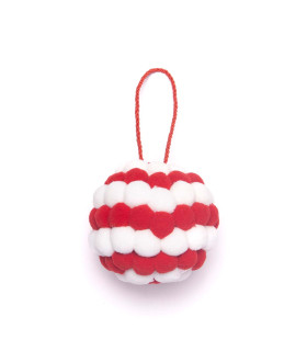 Adorno de Bola Pom Pom Roja y Blanca 8 cm Alparamis