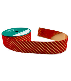 Cinta Flock Rayas Finas Rojas y Doradas 5 cm x 10 metros