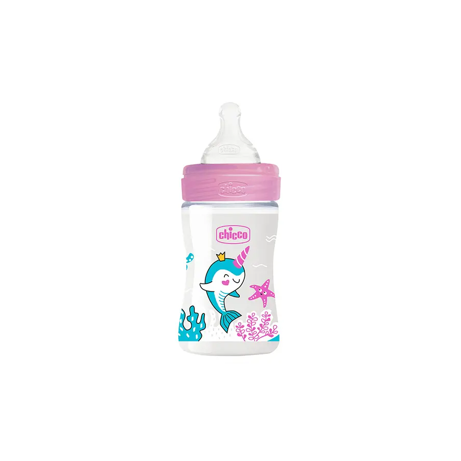 Chicco Mamadera Wellbeing 150ml Rosa Flujo Lento 0m+