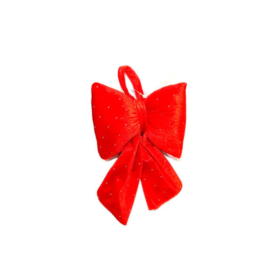 Moño Acolchado Rojo con Brillos 15 x 20 cm Alparamis