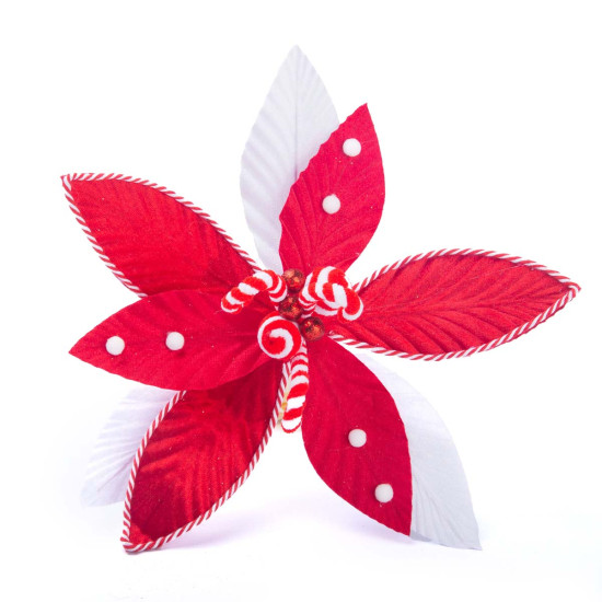 Adorno Estrella Federal Candy Roja y Blanca 32 cm Alparamis