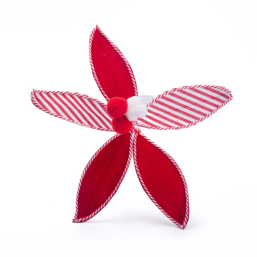 Adorno Poinsettia Candy Roja y Blanca 32 cm Alparamis