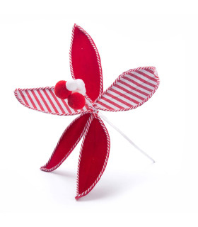 Adorno Poinsettia Candy Roja y Blanca 32 cm Alparamis