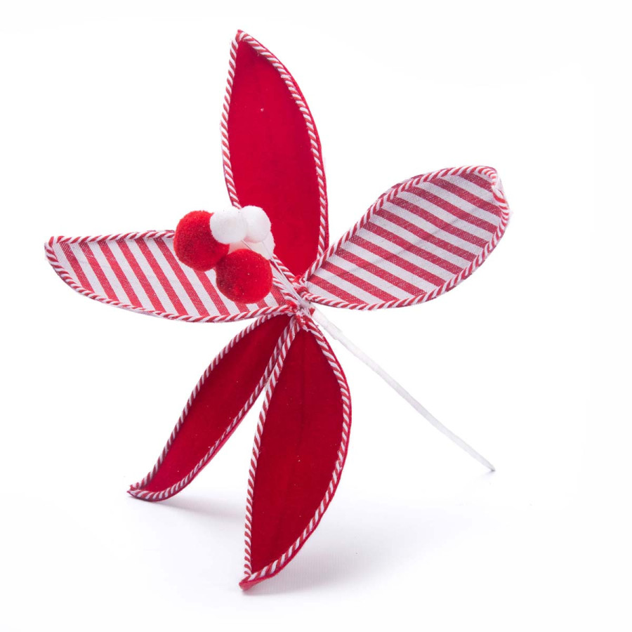 Adorno Poinsettia Candy Roja y Blanca 32 cm Alparamis