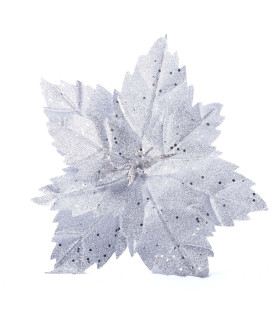 Adorno Poinsettia Plateada 28 cm Alparamis