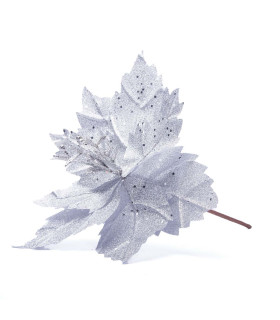 Adorno Poinsettia Plateada 28 cm Alparamis