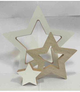 Adorno de 3 Estrellas de Madera Encastrables 25 cm