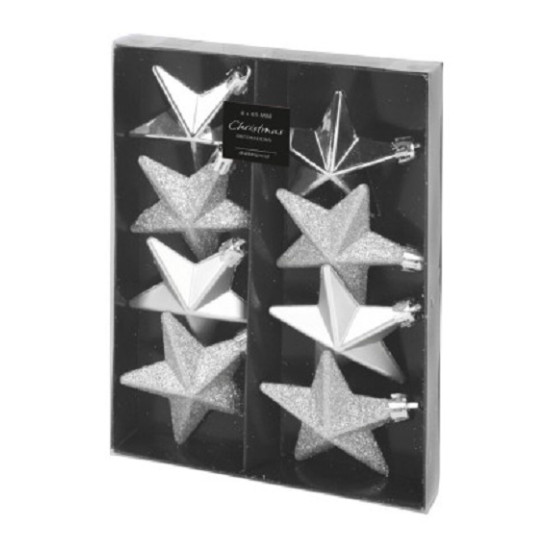 Set De 8 Estrellas Combinadas Plateadas