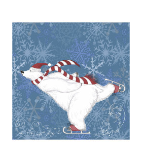 Servilletas 33 x 33 cm Polar Bear Skate Xmas