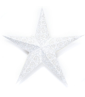 Estrella de Papel blanca y plateada con LED 60 cm