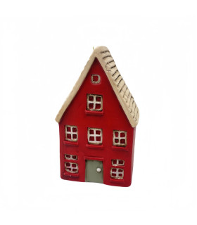 Adorno de Navidad Casita Roja de Cerámica 14 cm Alparamis