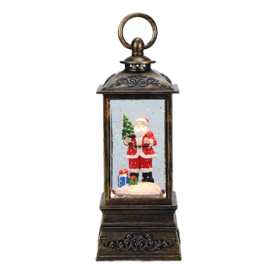 Farol Papá Noel con Pino 8 x 24 cm con LED Alparamis