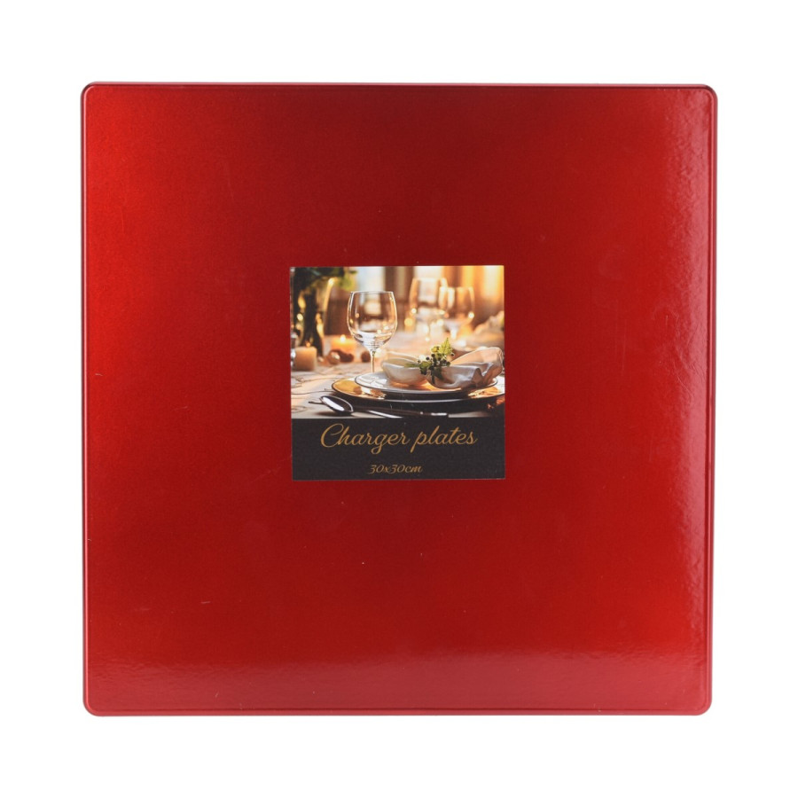 Plato de Sitio Cuadrado Rojo 30 cm Alparamis