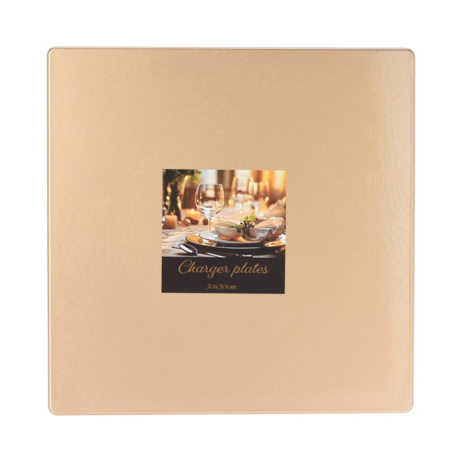 Plato de Sitio Cuadrado Dorado 30 cm Alparamis