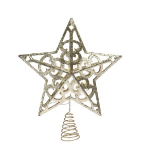Estrella de Punta de Árbol Dorada 30 cm con LED Alparamis