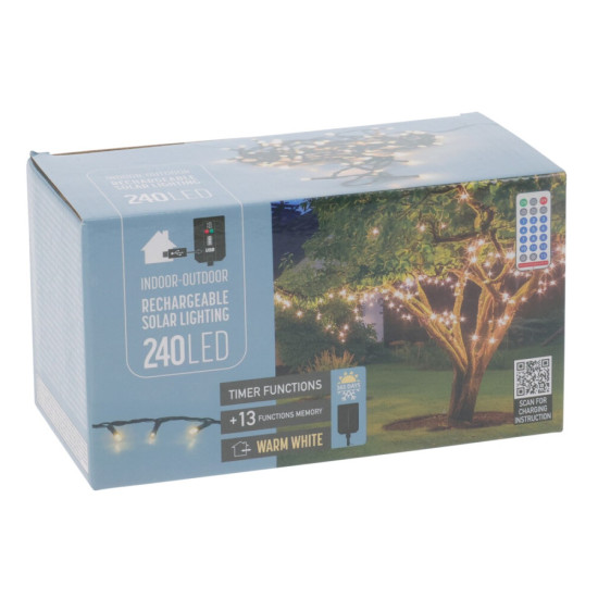 Guirnalda de 240 Luces LED Solar y USB Blanco Cálido Alparamis