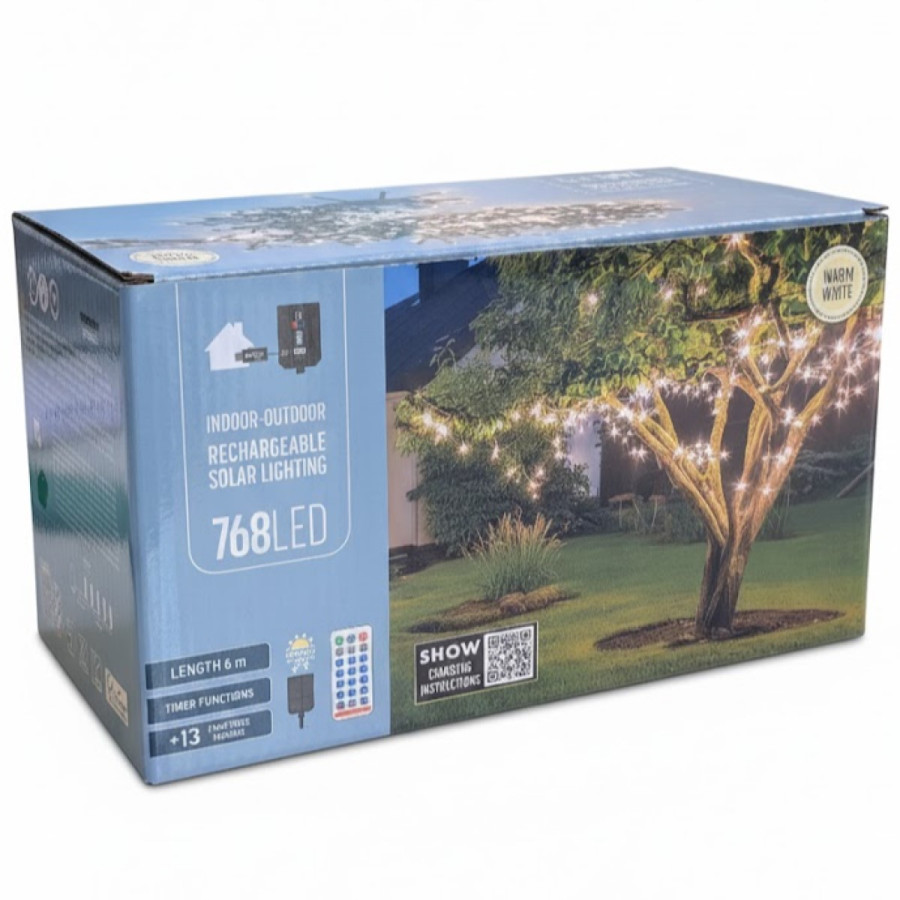 Guirnalda de 768 Luces LED Solar y USB Blanco Cálido Alparamis