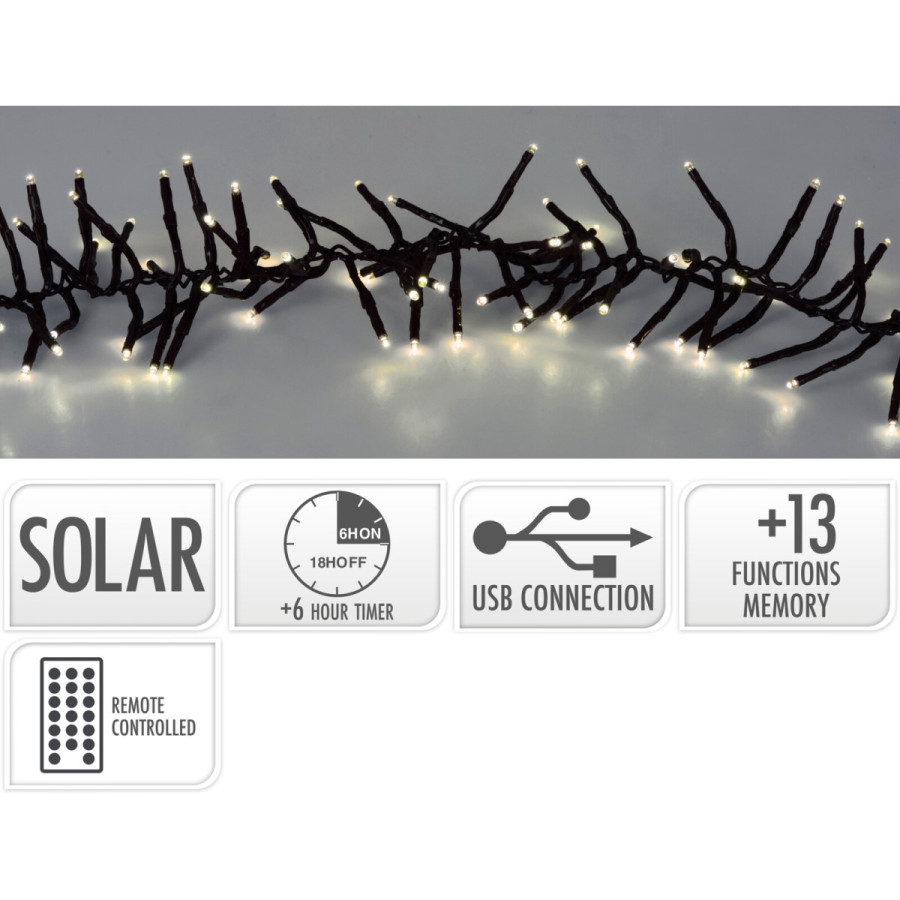 Guirnalda de 768 Luces LED Solar y USB Blanco Cálido Alparamis
