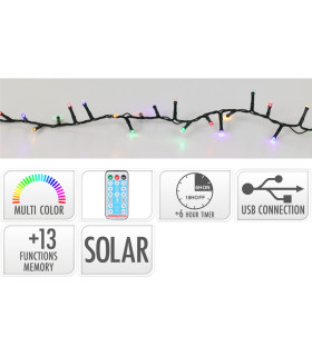 Guirnalda de 240 Luces LED Solar y USB Multicolor Alparamis