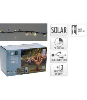 Guirnalda de 480 Luces LED Solar y USB Blanco Cálido Alparamis